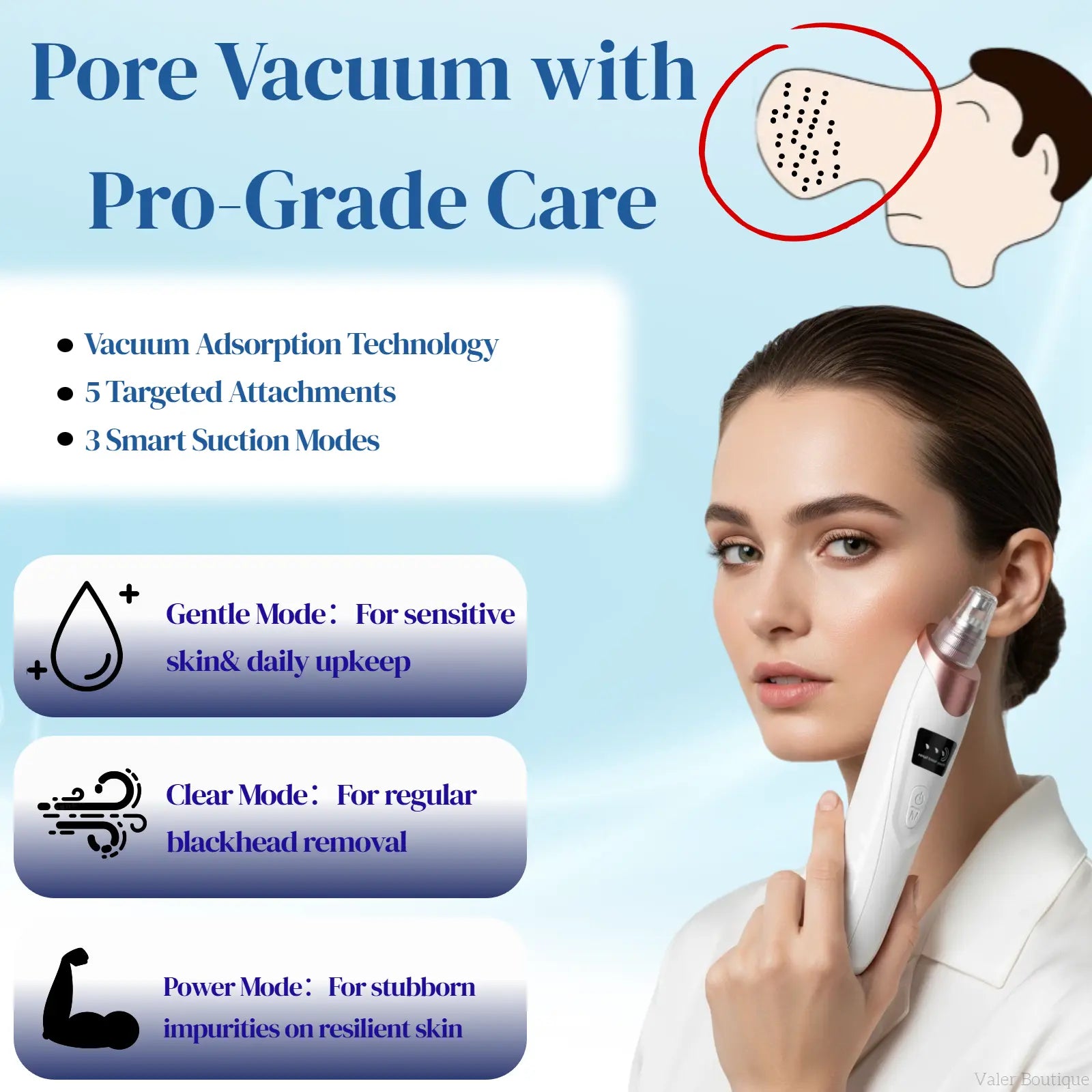 【Spring Glow-Up】Blackhead Remover Pore Vacuum USB Rechargeable Blackhead Extractor Facial Beauty Instrument Facial Beauty